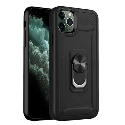 For Apple iPhone 12 Pro Max (6.7") Armor Hybrid Dual Layer 2in1 Military-Grade with 360° Rotating Metal Ring Holder Kickstand  Phone Case Cover