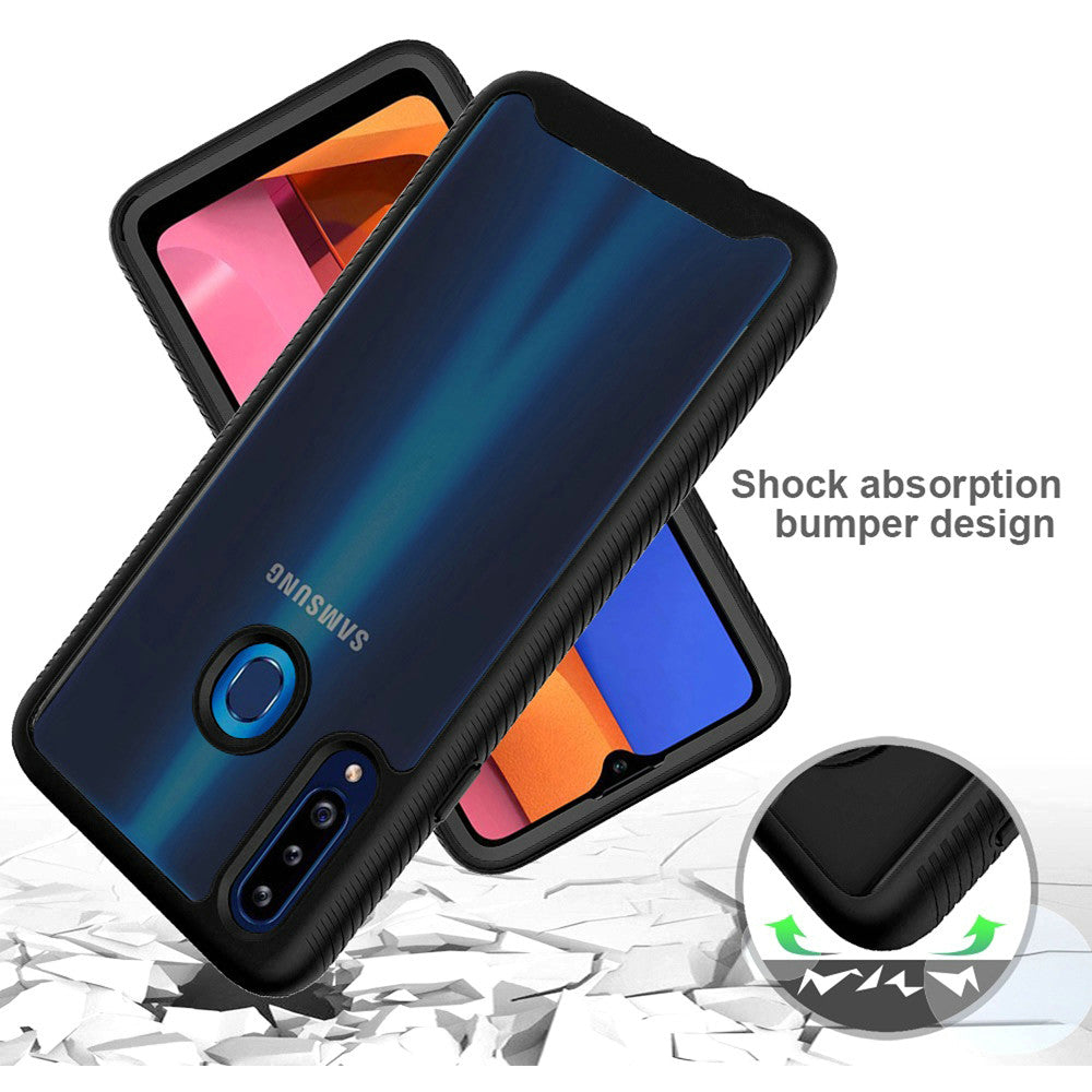 For Samsung Galaxy A02s Clear Dual Layer Rugged Bumper Frame Heavy Duty Hybrid Shockproof Rubber TPU Full Body Defender  Phone Case Cover