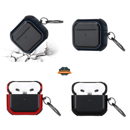 For Apple AirPods 2 & 1 Heavy Duty Hybrid 2 in 1 Shockproof Full Protective Hard PC + Soft TPU Rubber Silicone Skin with Keychain Case Cover