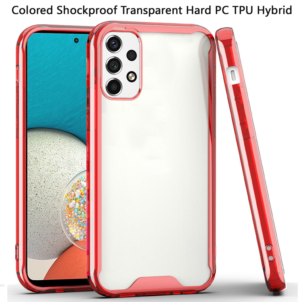 For Samsung Galaxy A53 5G Colored Shockproof Transparent Hard PC + Rubber TPU Hybrid Bumper Shell Thin Slim Protective  Phone Case Cover