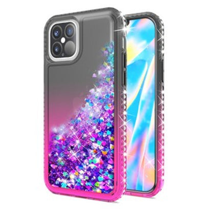 For Apple iPhone 13 Pro (6.1") Gradient Quicksand Glitter Flowing Liquid Floating Sparkly Bling Diamond TPU Rubber Hybrid  Phone Case Cover