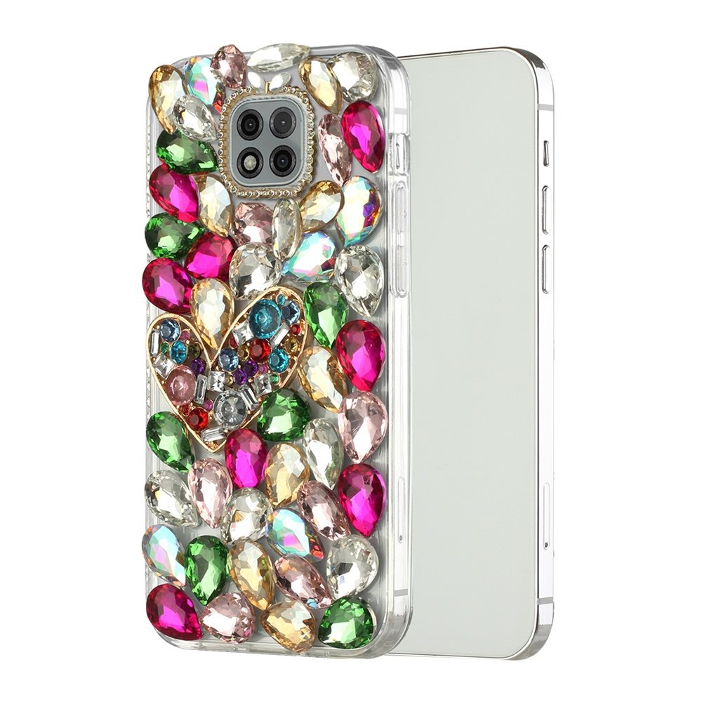 For Samsung Galaxy S21 Luxury Bling Clear Crystal 3D Full Diamonds Luxury Sparkle Rhinestone Hybrid Protective Colorful Heart Phone Case Cover