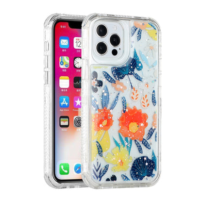 For Apple iPhone 11 (6.1") Sparkle Glitter Floral Epoxy Design Shockproof Hybrid Fashion Bling Rubber TPU  Phone Case Cover