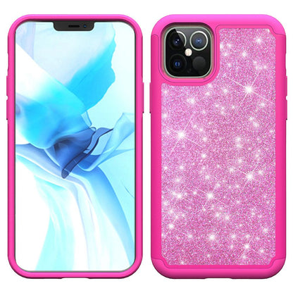 For Apple iPhone 13 (6.1") Glitter Sparkle Bling Shinny Hybrid Slim Rhinestone 2 in 1 Hard PC & Soft TPU Rugged Protective  Phone Case Cover