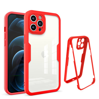 For Apple iPhone XR Transparent Case with PET Screen Protector Slim Full Body Shockproof Hard PC & TPU Hybrid Protective  Phone Case Cover