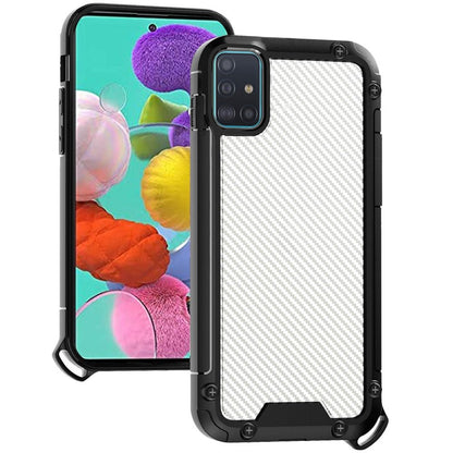 For Apple iPhone 13 Pro (6.1") Clear Matte Carbon Fiber Design Heavy Duty Shockproof Hybrid Armor Military Grade Drop Protection  Phone Case Cover