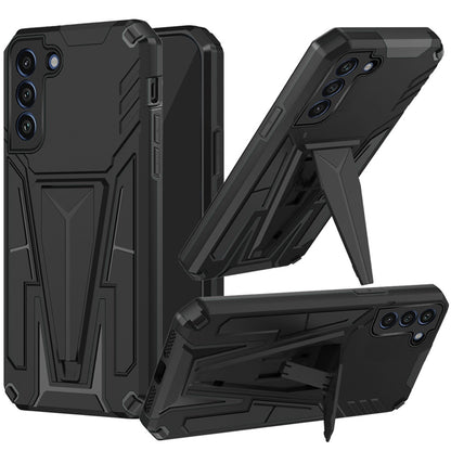 For Samsung Galaxy S22 Plus 22+ Heavy Duty Protection Hybrid Built-in Kickstand Rugged Shockproof Military Grade Dual Layer Black Phone Case Cover