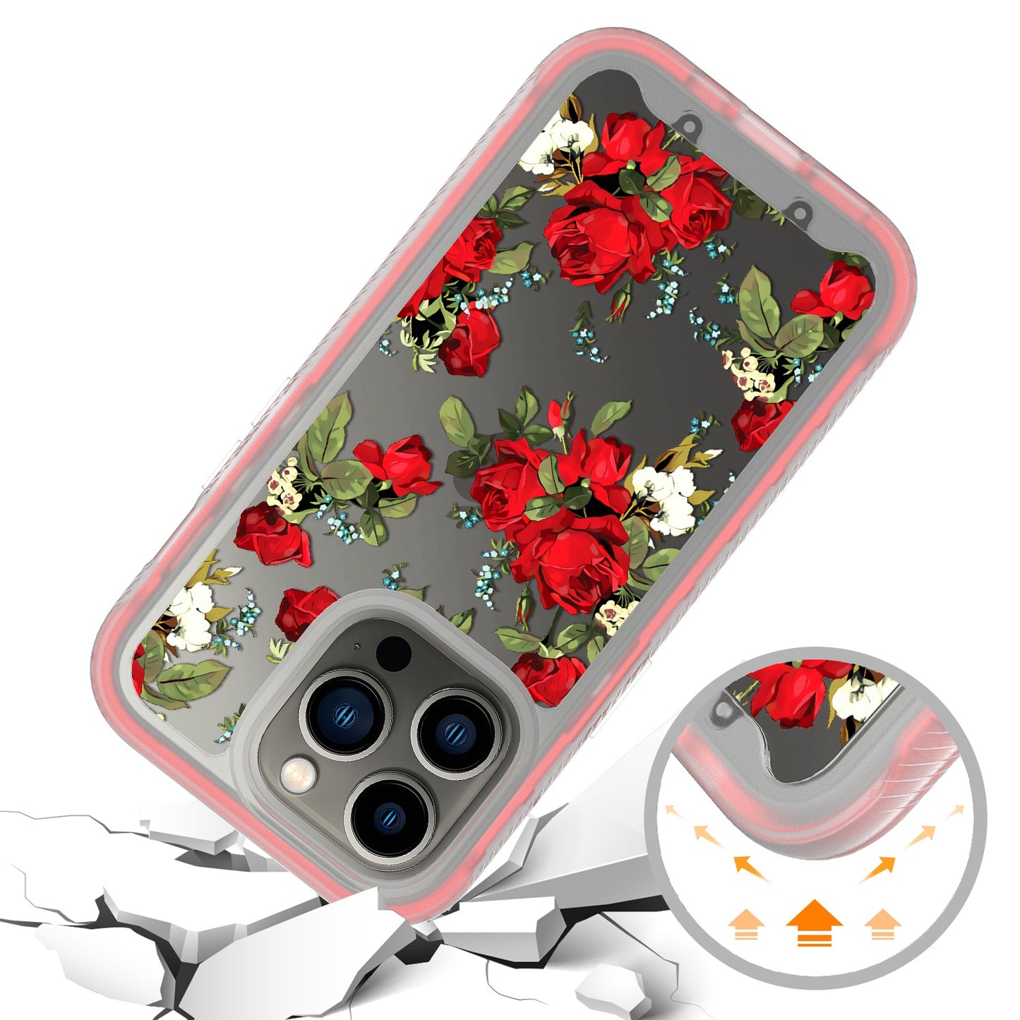 For Motorola Moto Edge 2022 Stylish Flower Design 2in1 Hybrid Armor Hard Rubber TPU Shockproof Front Frame  Phone Case Cover