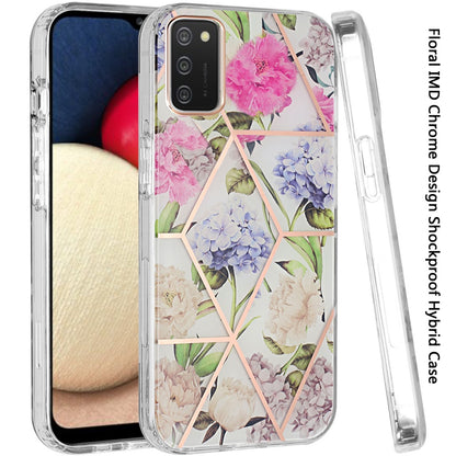 For Samsung Galaxy A02S Fashion Floral IMD Design Flower Pattern Hybrid Protective Hard PC Rubber TPU Slim Back Shockproof  Phone Case Cover