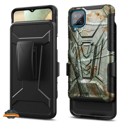 For T-Mobile Revvl 6 5G Swivel Belt Clip Holster with Built-in Kickstand, Heavy Duty Hybrid 3in1 Shockproof Defender Camo Camouflage Phone Case Cover