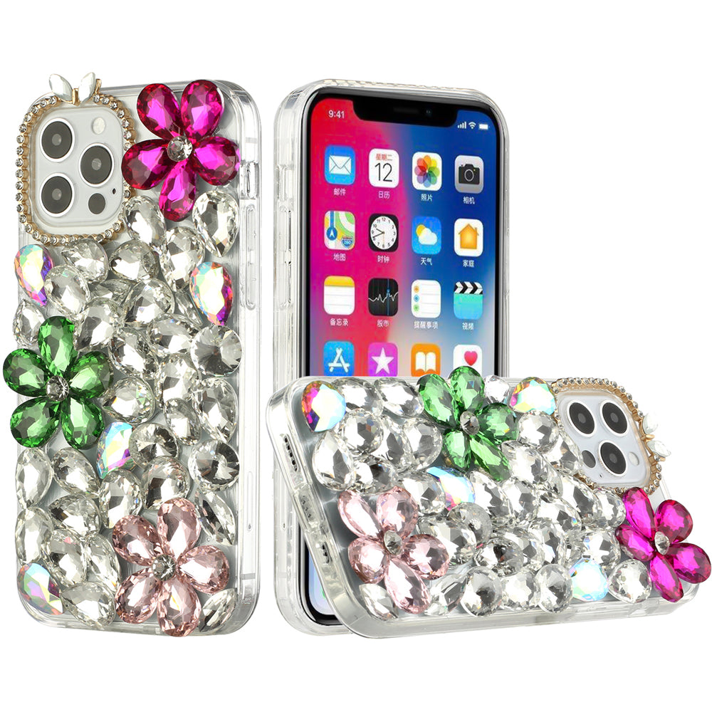 For Apple iPhone 13 Pro Max 6.7" Bling Crystal 3D Full Diamonds Luxury Sparkle Rhinestone Hybrid Protective  Phone Case Cover