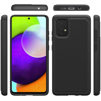 For Boost Mobile Celero 5G Textured Hybrid Shockproof Rugged Hard PC & Silicone TPU Anti-Slip Dual Layer Protective Bumper Black Phone Case Cover